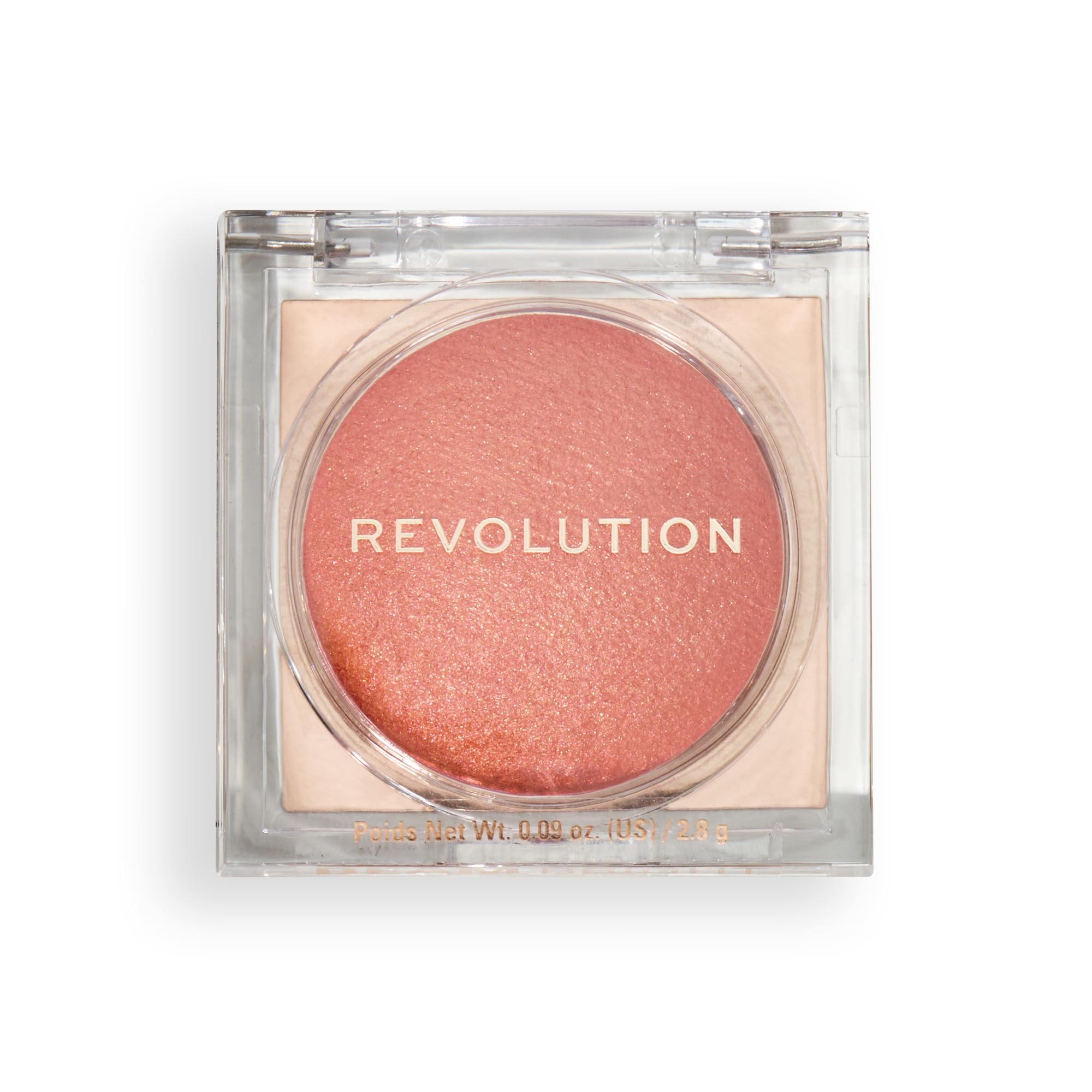 Revolution Beauty London Beam Bright Blush, empaque compacto para retoques luminosos en cualquier lugar.