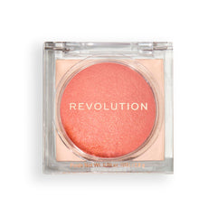 Revolution Beauty London Beam Bright Blush, empaque compacto para retoques luminosos en cualquier lugar.