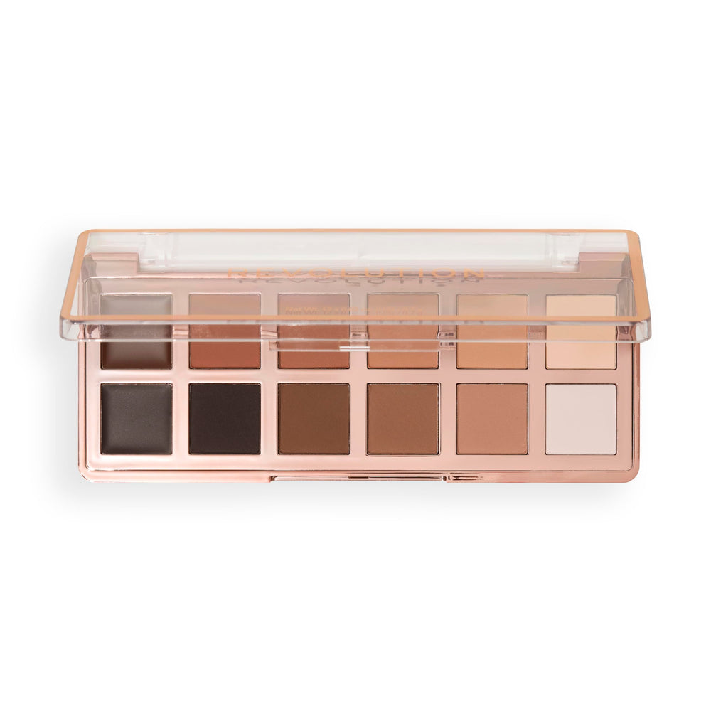 Revolution Beauty London Paleta Icono: dos filas de tonos desnudos mate para capas fáciles.