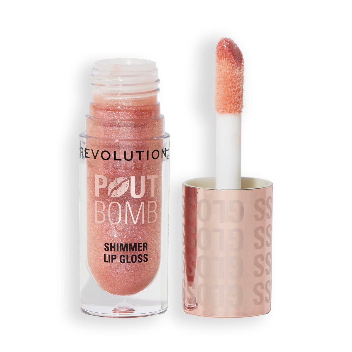 Revolution Pout Bomb Shimmer Lip Gloss con aplicador XXL para color jugoso