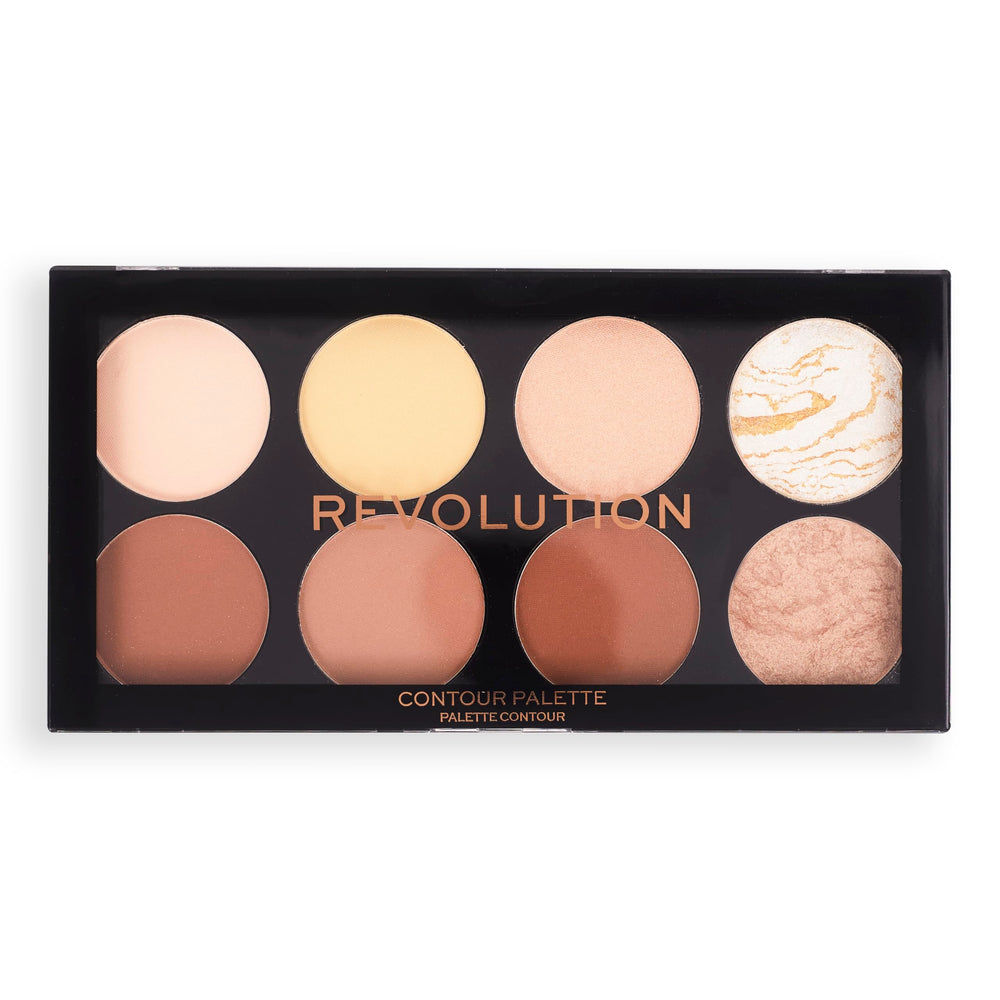 Revolution Beauty London Ultra Contour Palette, iluminadores integrados aportan brillo suave a rasgos clave