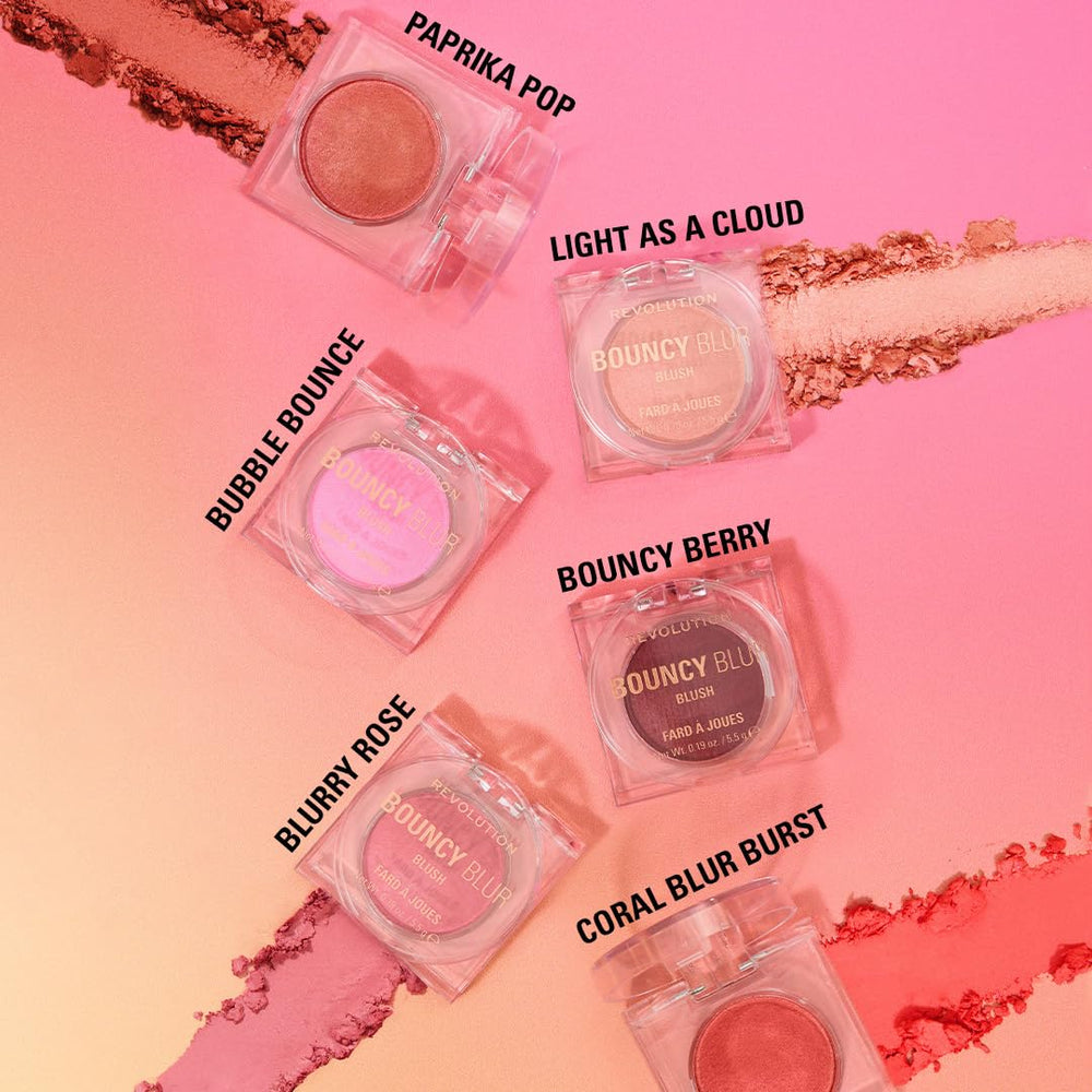 Revolution Beauty London Bouncy Blur Blush, ilumina pómulos con efecto sutil.