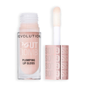 Revolution Pout Bomb Gloss con aplicador XXL para brillo uniforme.