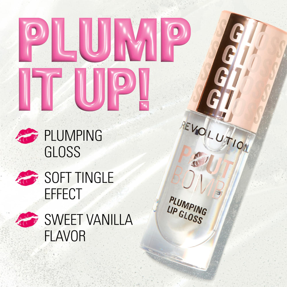 Revolution Pout Bomb hidratación con ácido hialurónico para labios suaves y nutridos.