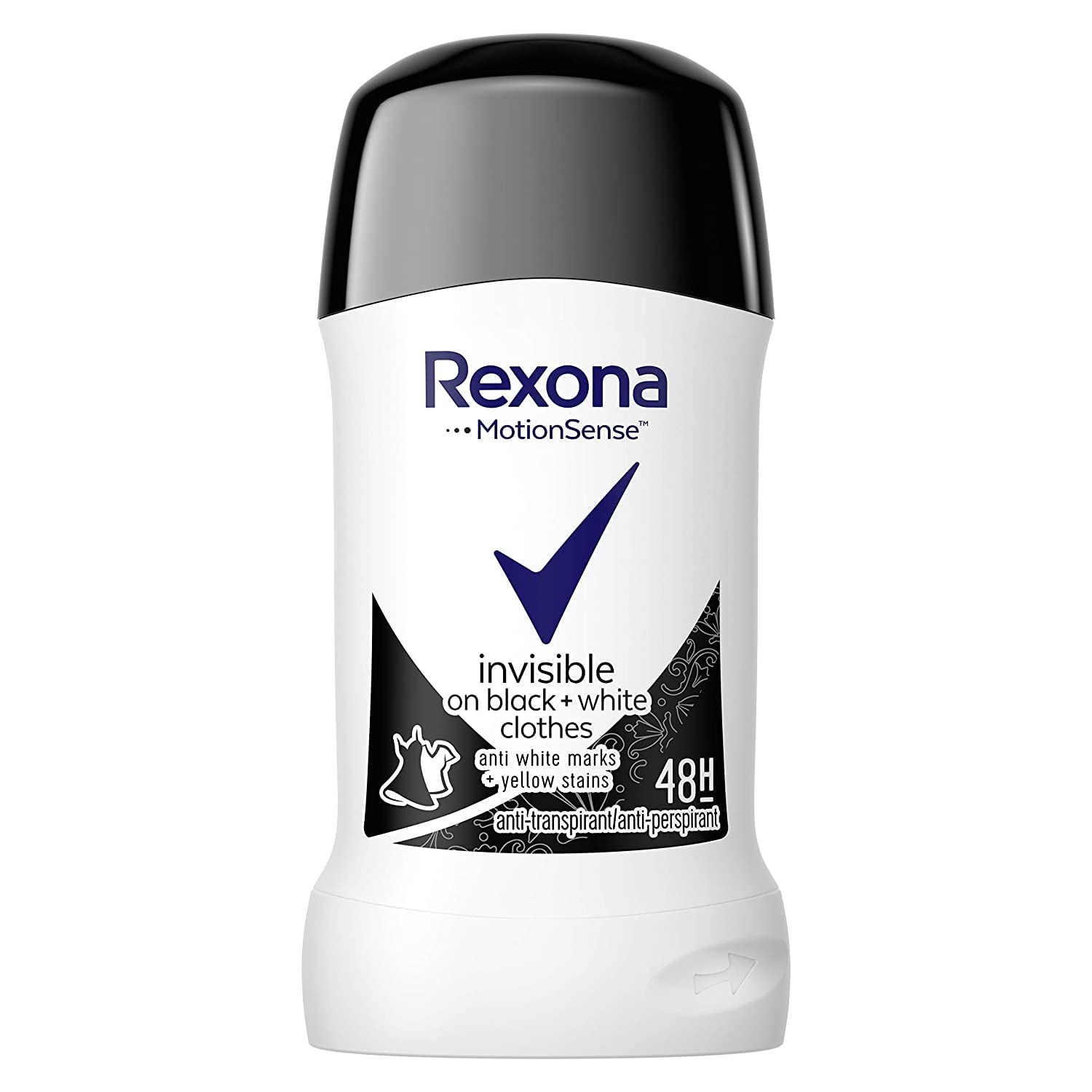 Rexona MotionSense Invisible Black White en acción, protección duradera para el día.