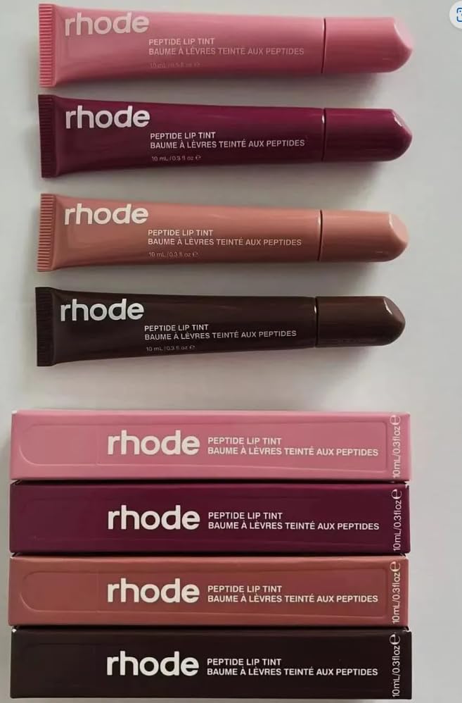 Rhode tintes labiales de péptidos, conjunto de cuatro tonos translúidos para un acabado brillante