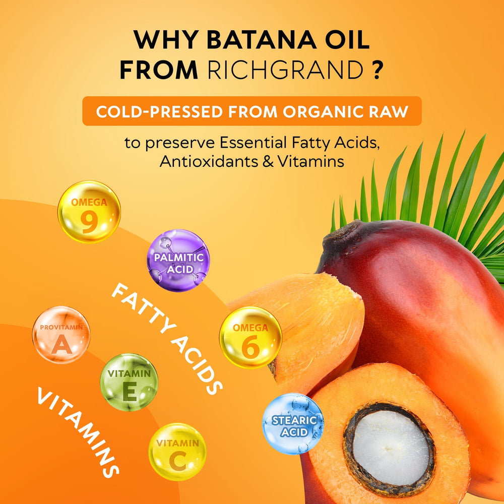 RICHGRAND Aceite de Batana aplicado en cabello, brillo y suavidad natural.