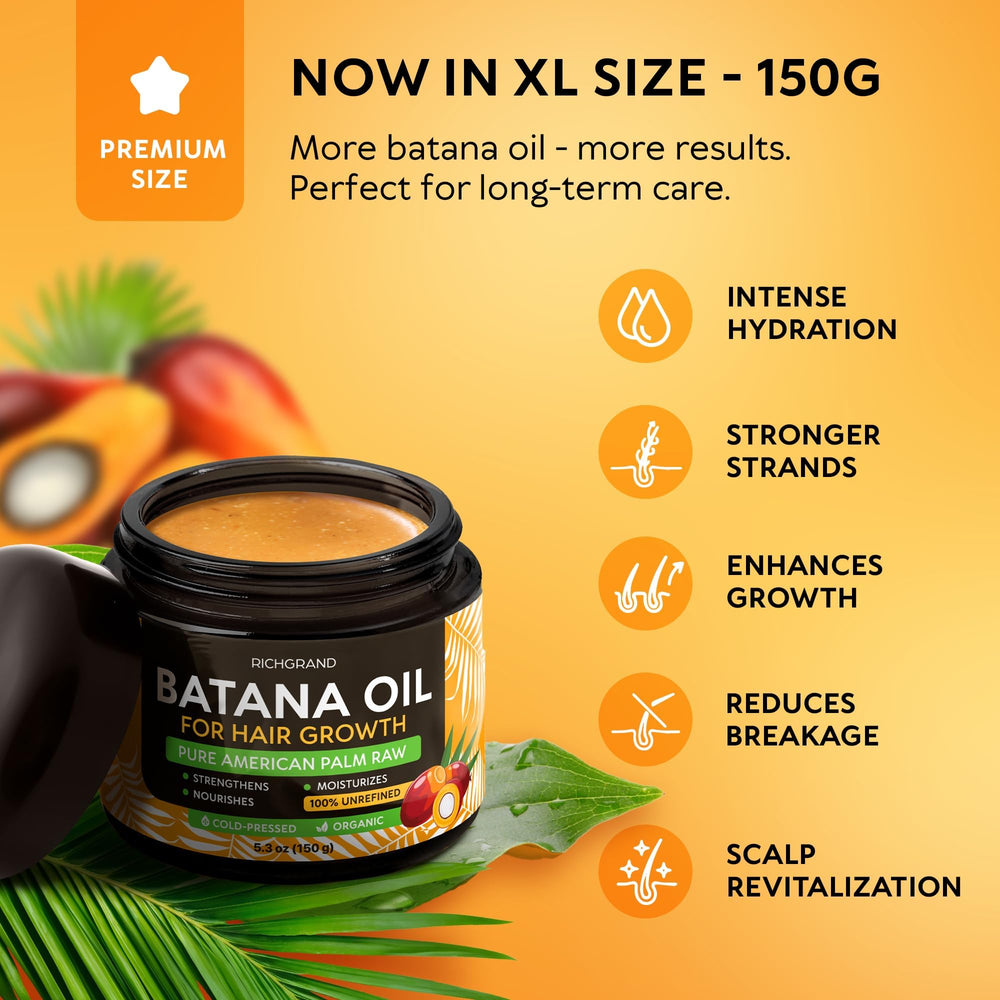 RICHGRAND Aceite de Batana tarro en primer plano, hidratación profunda para cabello y piel.