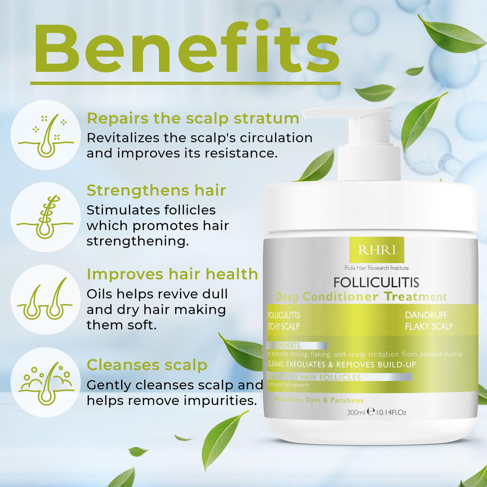 Rida Hair Research Institute Foliculitis Deep Conditioner, aplicación cremosa en cuero cabelludo suave