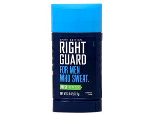 Right Guard deporte solido invisible, empaque visible y frescura duradera.