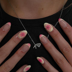 RIICFDD uñas postizas con diseño primaveral amarillo, para eventos.