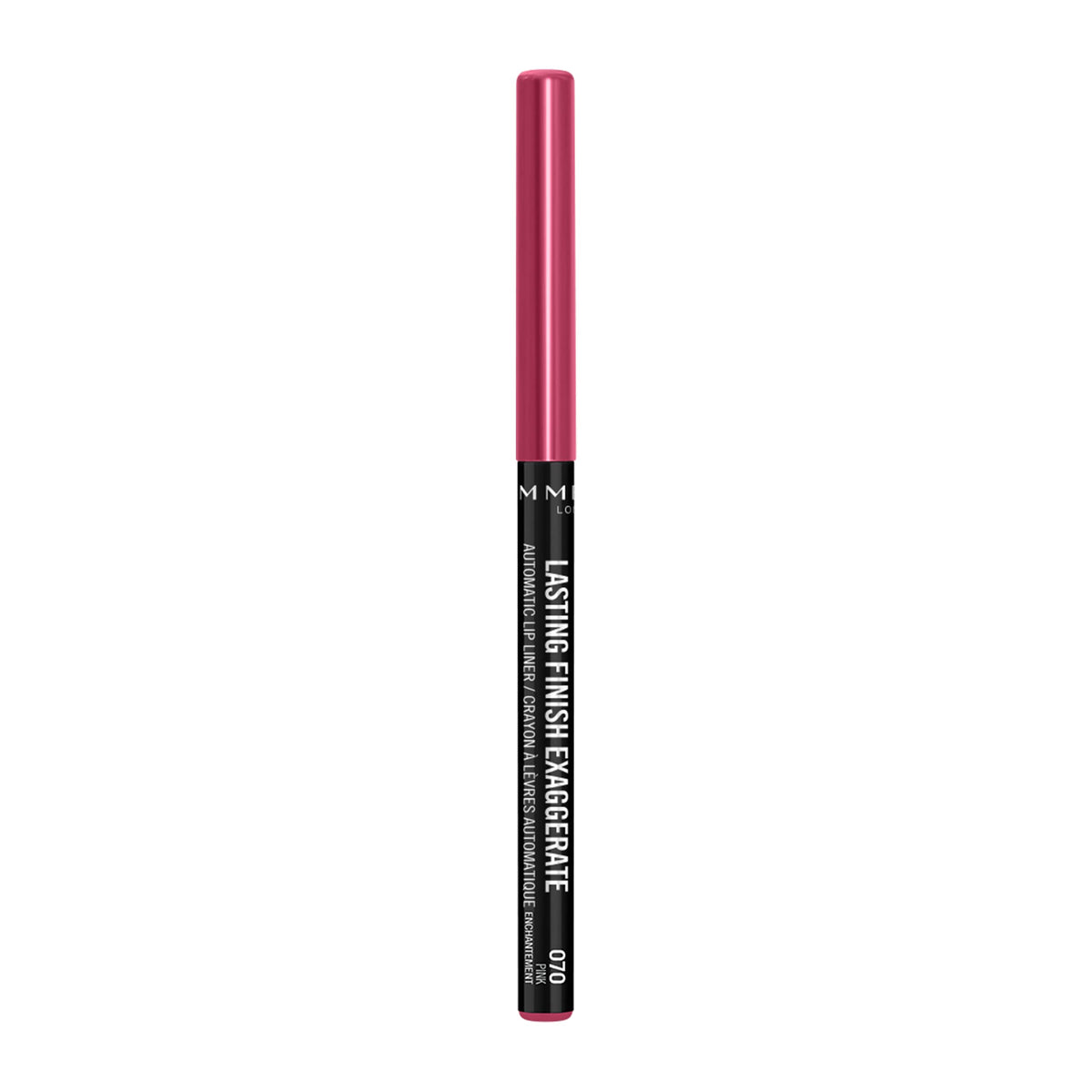 Delineador labial Rimmel Exaggerate automático en tono Rosa Encanto para definición duradera.