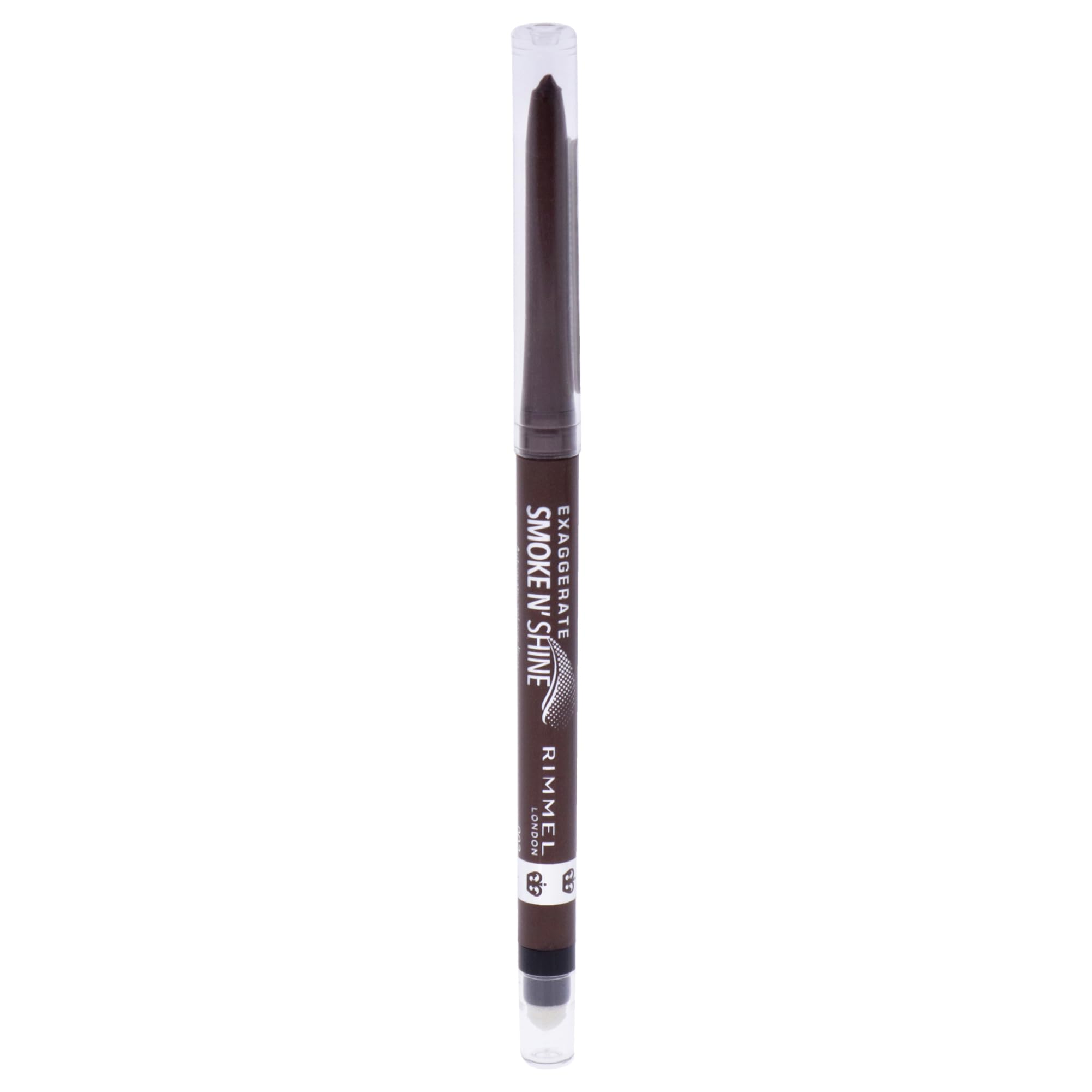Delineador Rimmel Smoke'N Shine cobre brillo con punta suave para definición precisa.