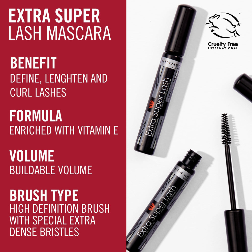 Rimmel Extra Super Lash Mascara acabado negro profundo sin grumos