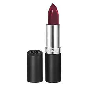 Rimmel Lasting Finish Labial frente al producto, color de larga duración para un aspecto diario.