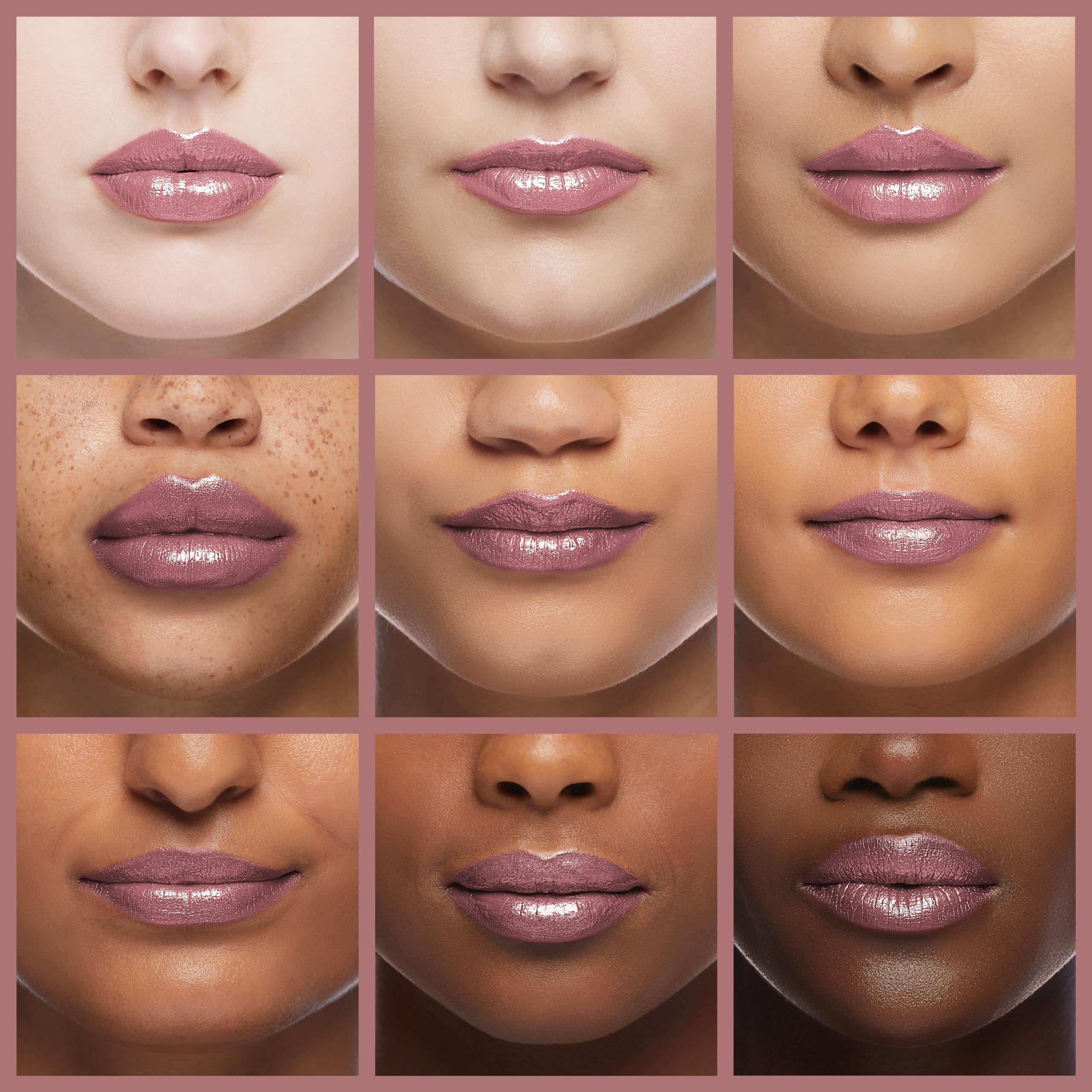 Rimmel Labial Satinado tono Rosa Helado, brillo nutritivo que cuida los labios.