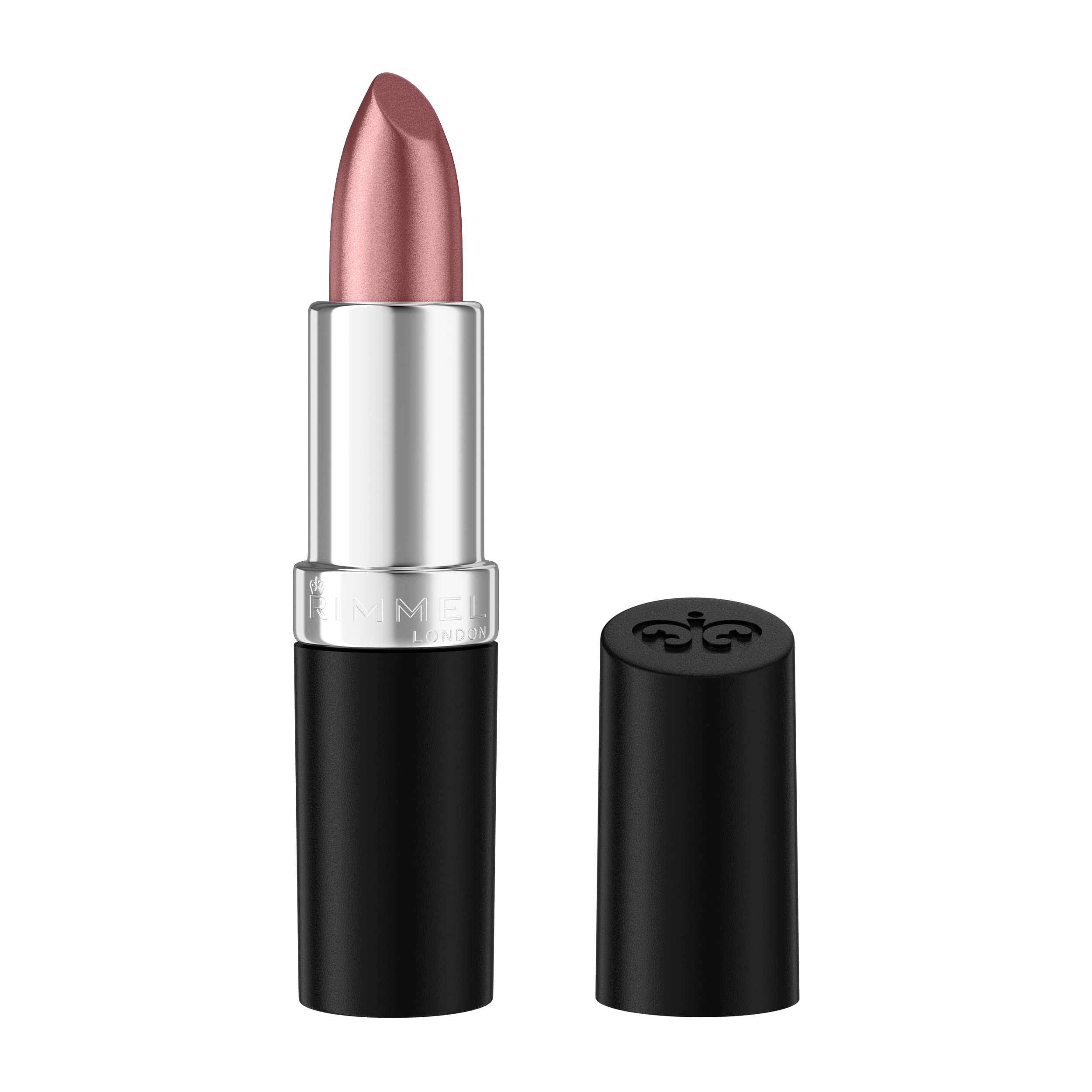 Rimmel Labial Satinado tono Rosa Helado, color suave para uso diario.