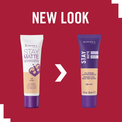 Rimmel Stay Matte Light Porcelain, aplicación en rostro para tono homogéneo.