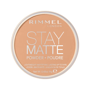 Rimmel Stay Matte polvos compactos 016 beige profundo: empaque compacto para retoques rápidos.