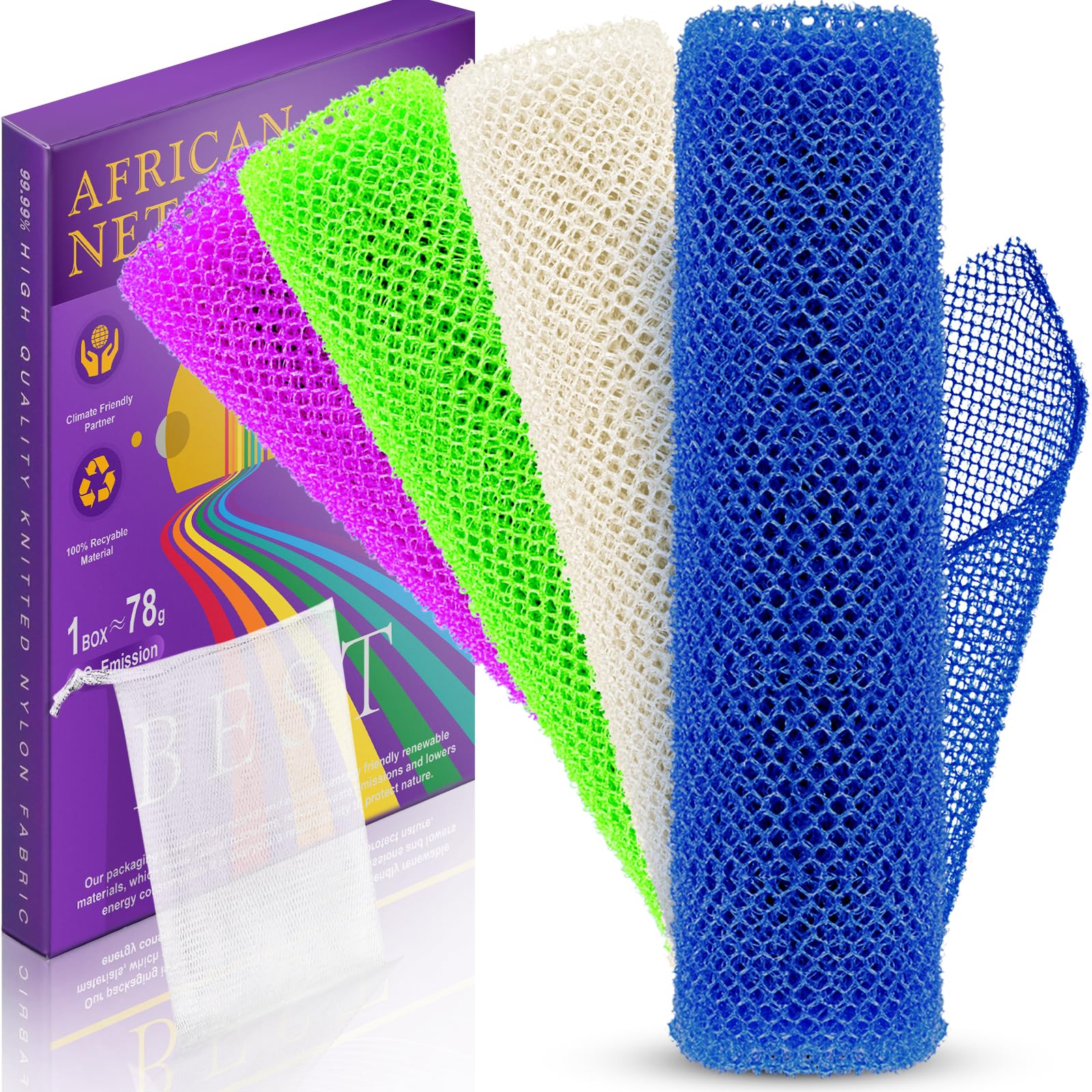 RIUOTA esponja africana azul: exfoliación suave para la ducha diaria.