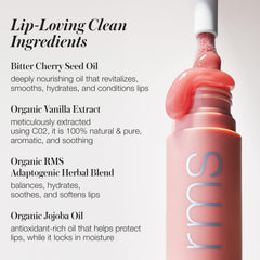 RMS Beauty Aceite labial legendario, labios con acabado brillante y cómodo.