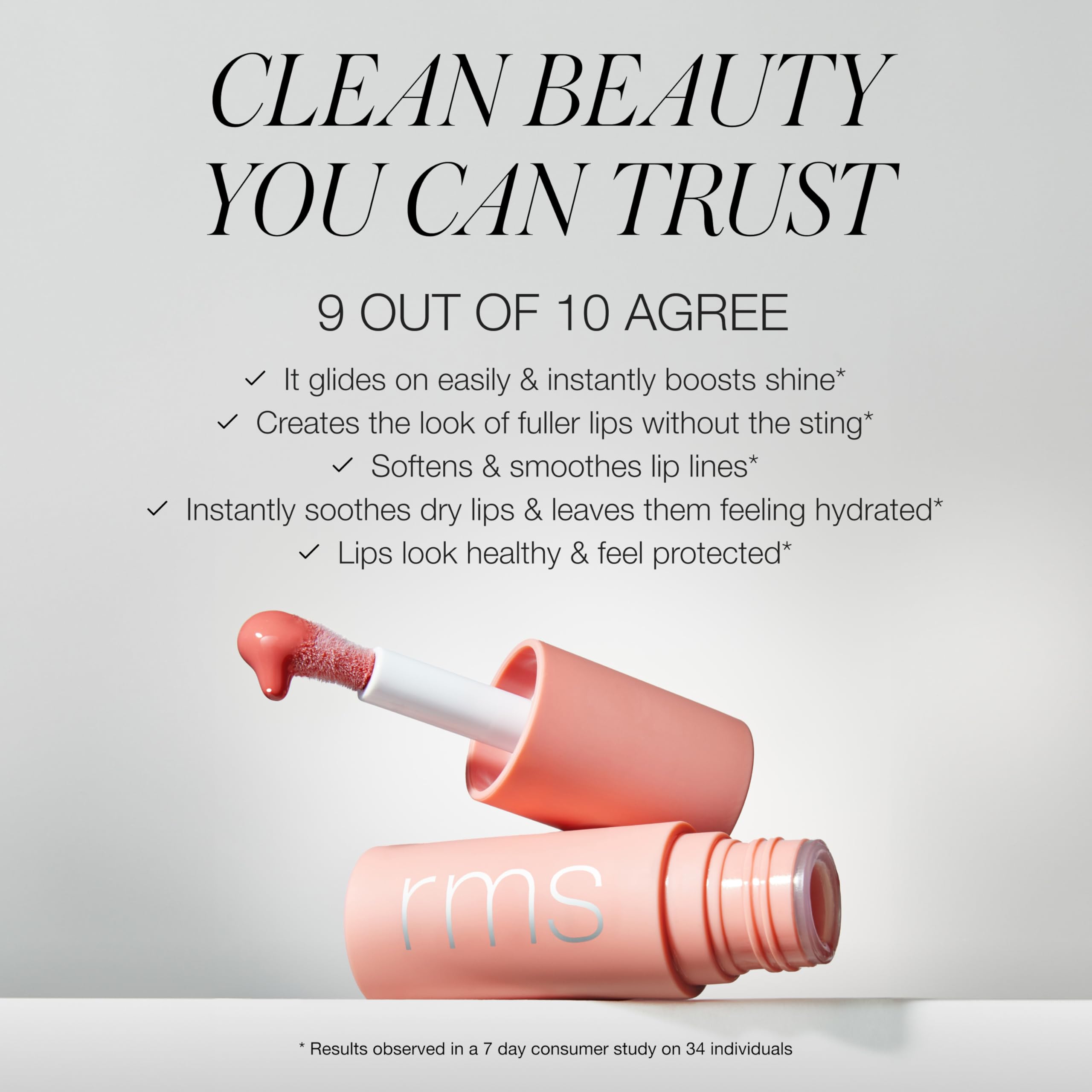 RMS Beauty Aceite labial legendario, fórmula con jojoba para suavizar labios.