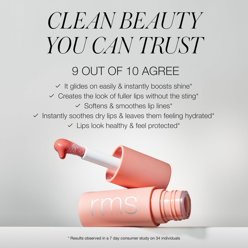 RMS Beauty Aceite labial legendario, fórmula con jojoba para suavizar labios.