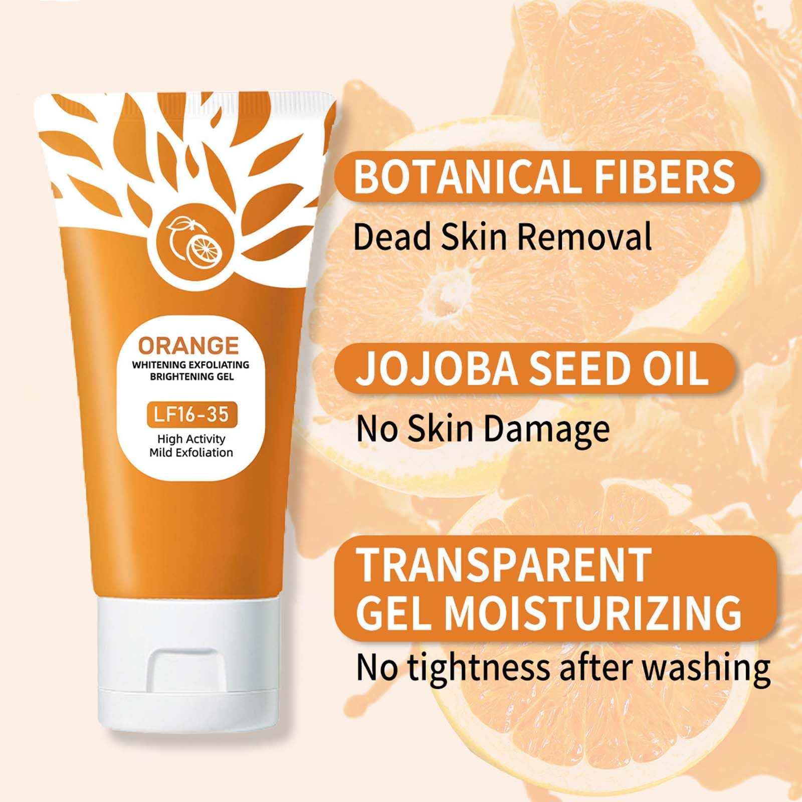 Textura del gel exfoliante de naranja, sensación suave y experiencia sensorial