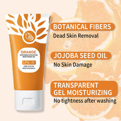 Textura del gel exfoliante de naranja, sensación suave y experiencia sensorial