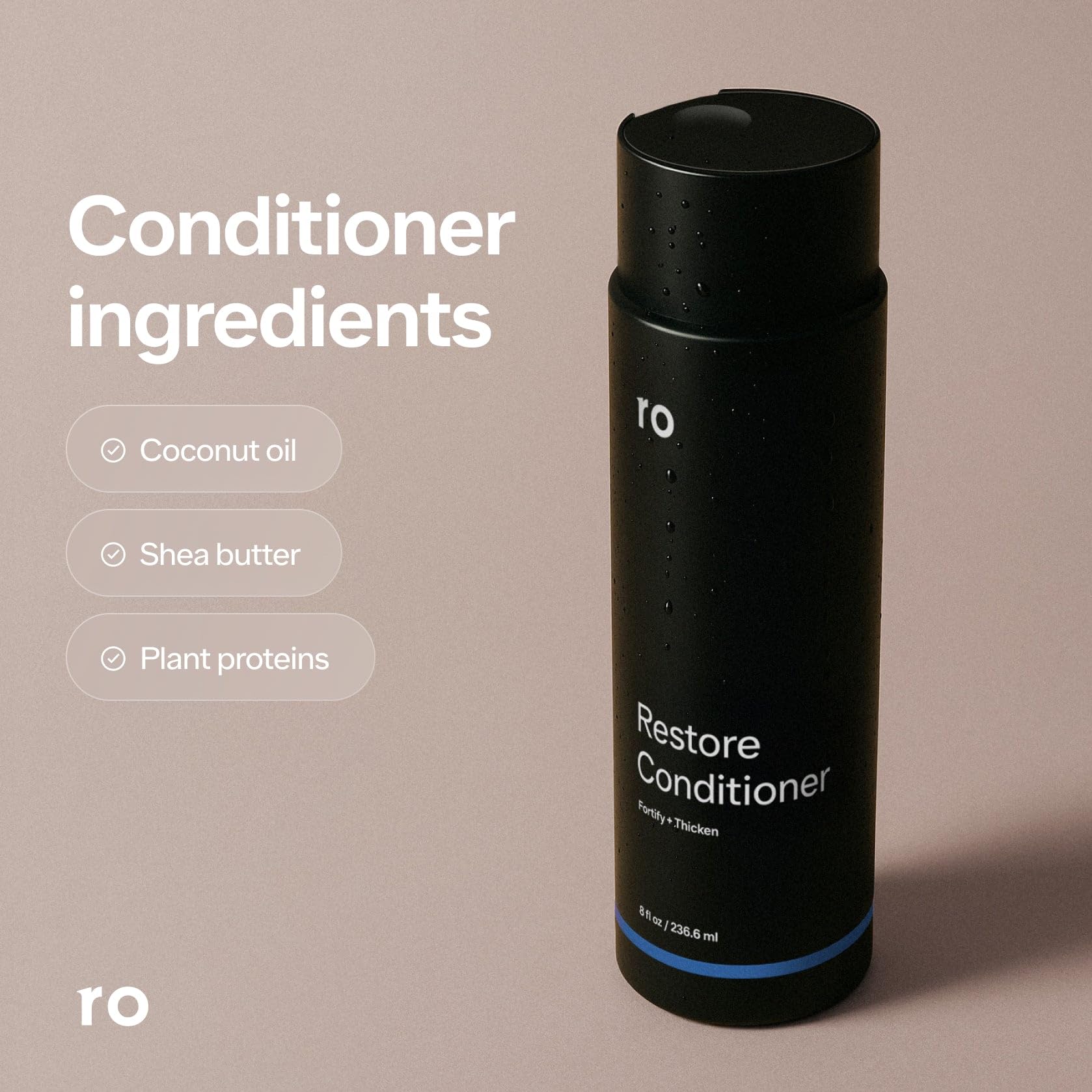 Ro Acondicionador Restore: textura nutritiva que deja el cabello suave.