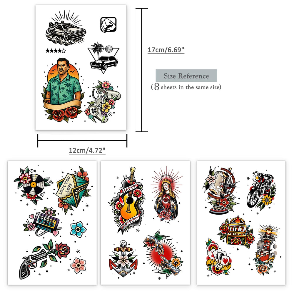 Roarhowl tatuajes retro estilo americano: homenaje clásico para cosplay.