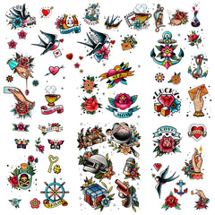 Roarhowl tatuajes retro florales: decoración temporal con estilo para fiestas