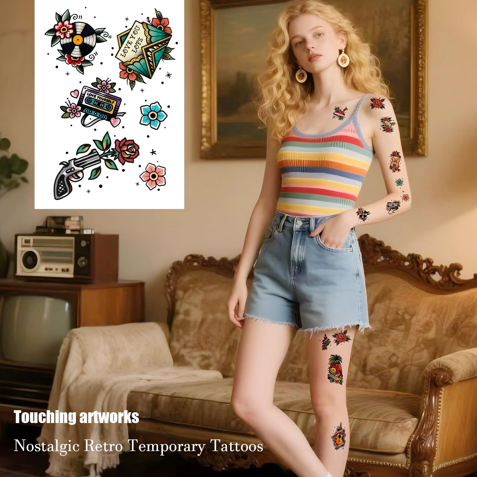 Roarhowl tatuajes retro instrumentos musicales: personalidad para conciertos.