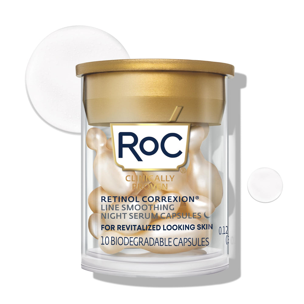RoC Retinol Correxion empaque cápsulas nocturnas para rutina suave cada noche.