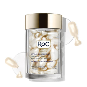 RoC Retinol Correxion night serum bottle closeup for anti-aging care