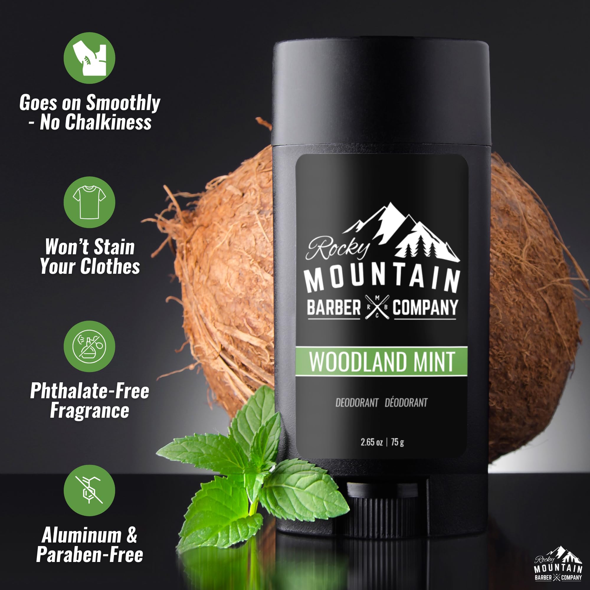 Rocky Mountain Barber Company, fabricado en EE. UU. en lotes pequeños, ingredientes simples y de calidad.