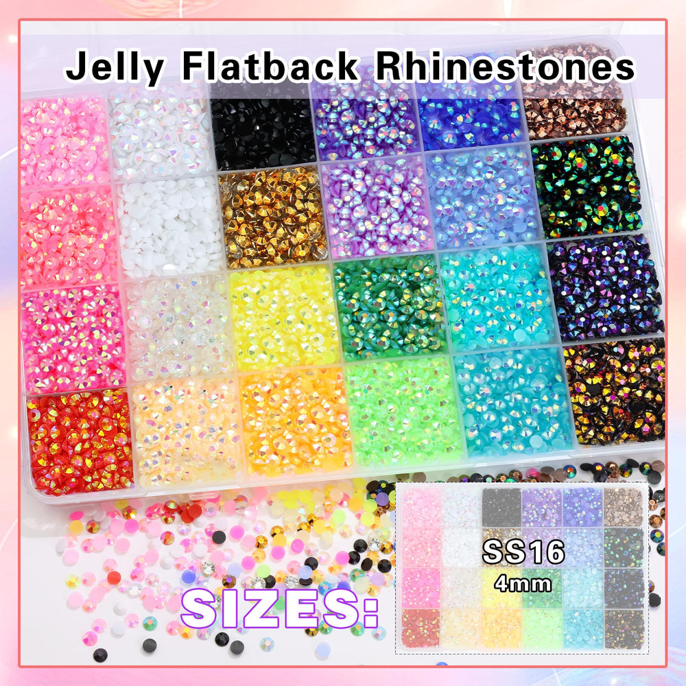Rodaky cristales jelly resin 4mm mixtos, colores para acentos en uñas.