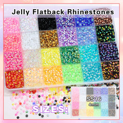 Rodaky cristales jelly resin 4mm mixtos, colores para acentos en uñas.