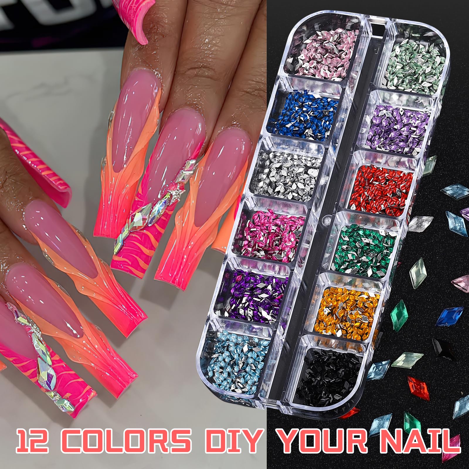 ROFIBUT brillos flat-back, adornos fáciles para nail art rápido