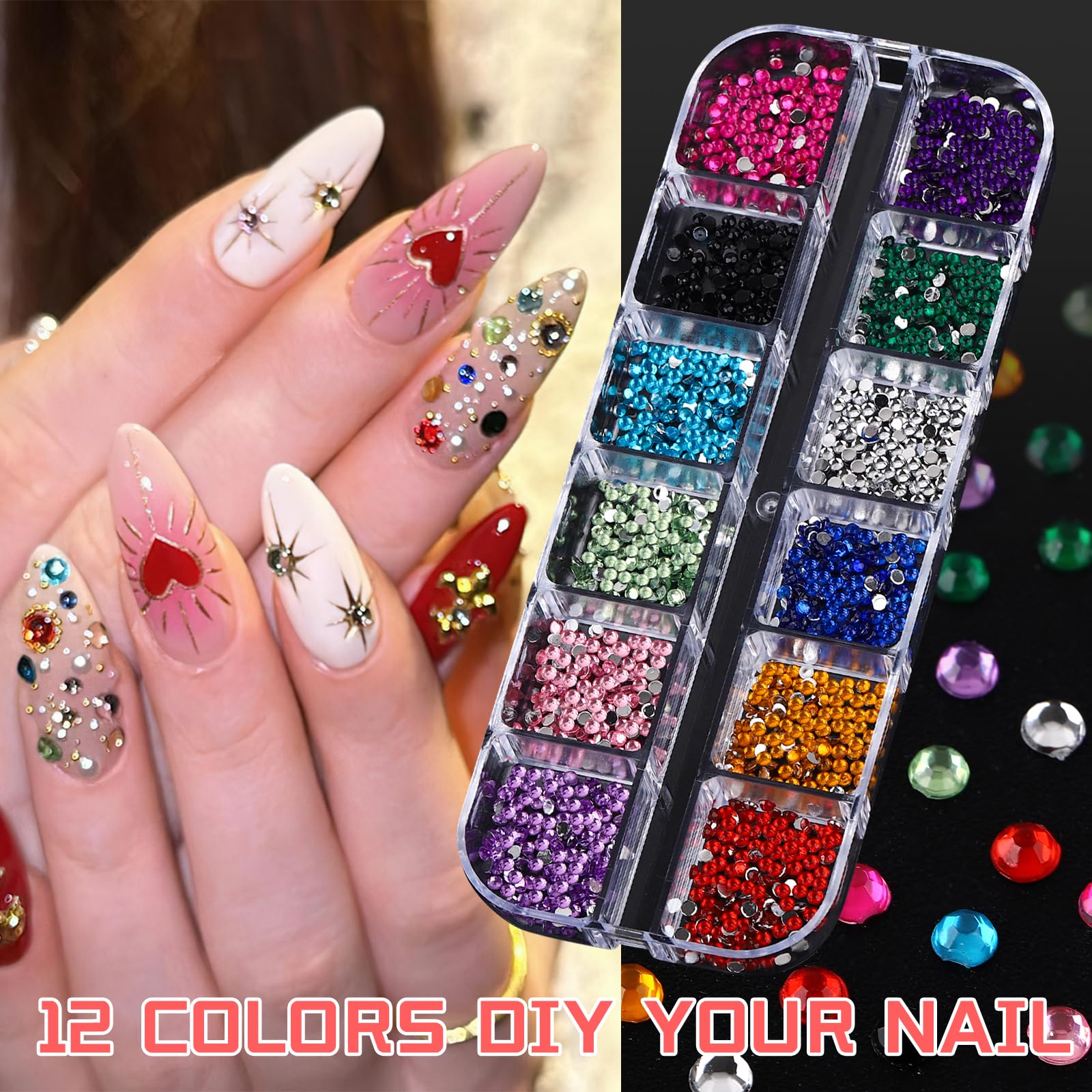 ROFIBUT joyas uñas 3D corazones perlas, ideal para un look elegante