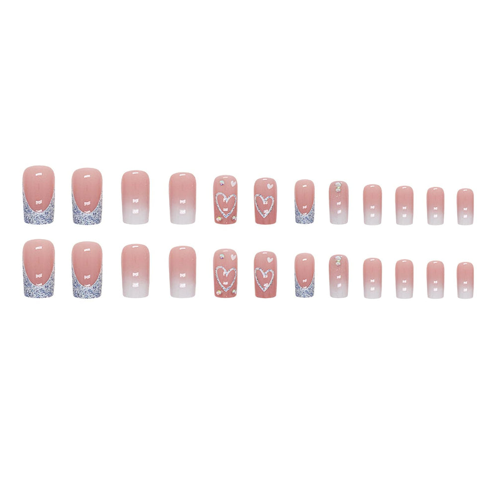 ROFIBUT uñas completas Frances con cristales para un acabado elegante.