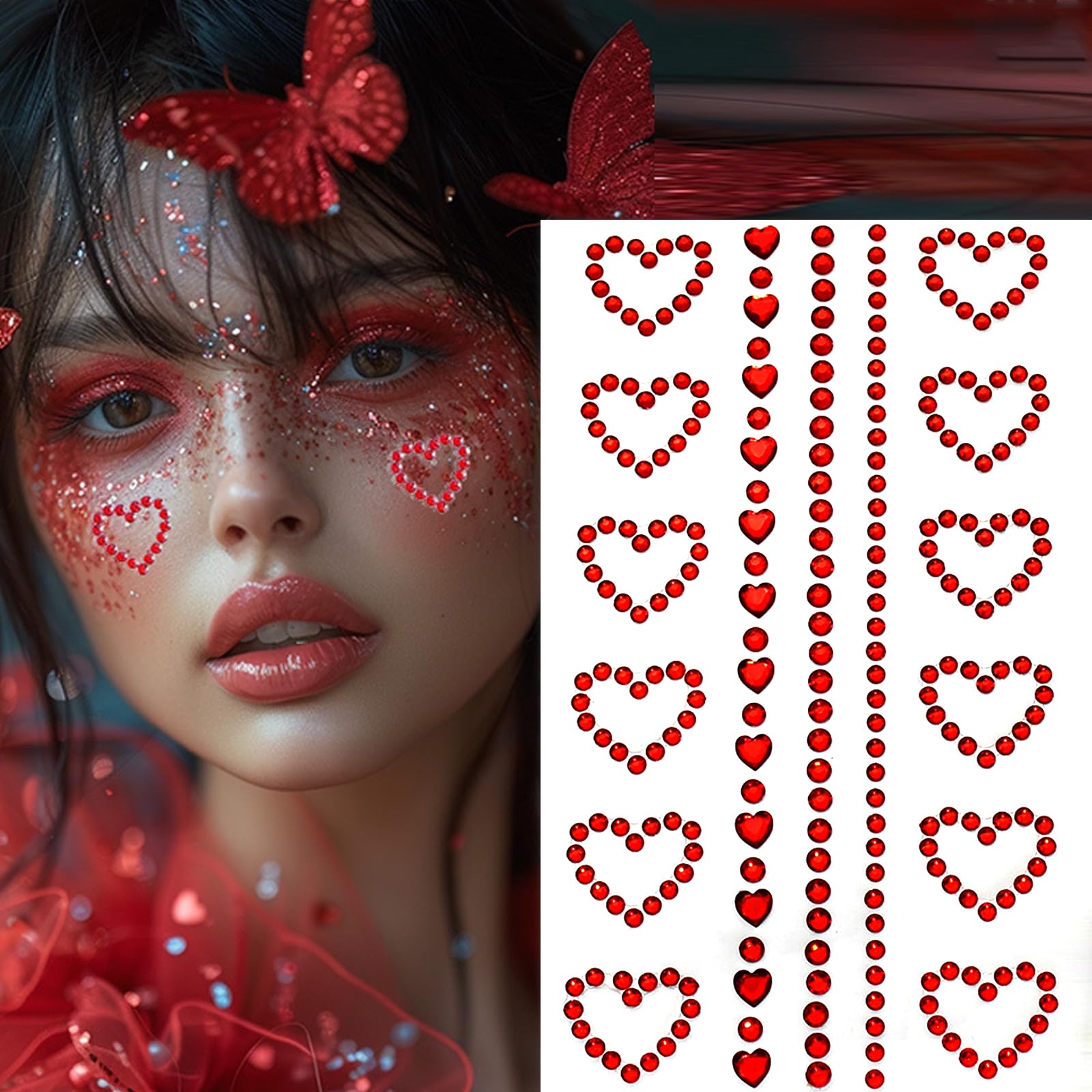 Roffiy Corazón Rojo: tatuaje facial con brillo ideal para San Valentín