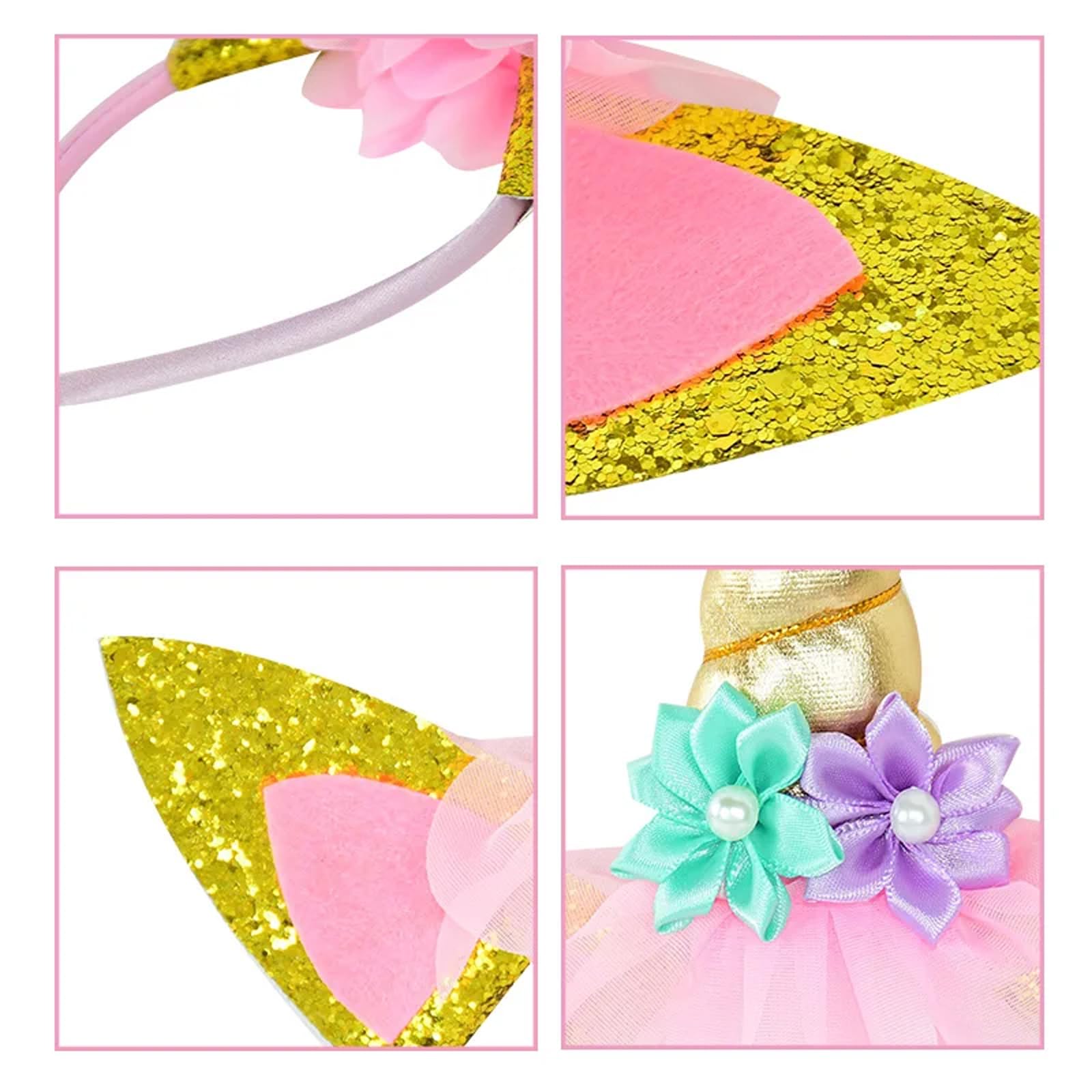 Diadema Roffiy cuerno unicornio magenta brillante para looks festivos