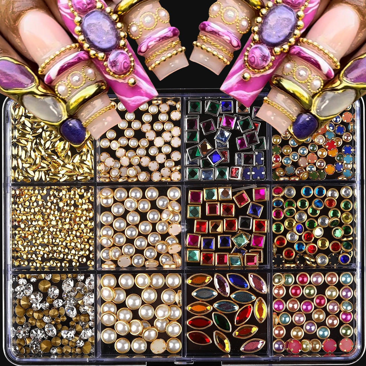 ROFIBUT charms punk diamantes 3D para uñas, para un look audaz y moderno.
