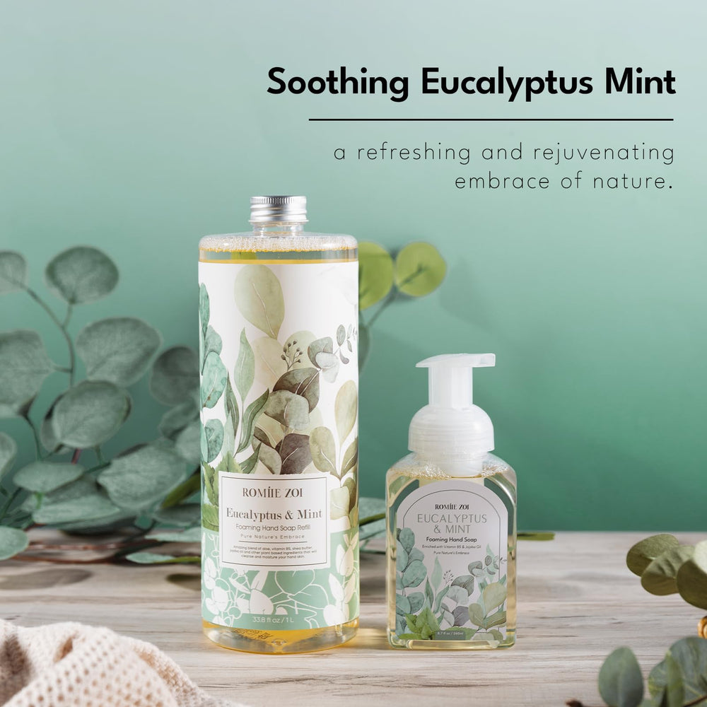 Fragancia natural de ROMIIE ZOI, eucalipto y menta para ambiente fresco.