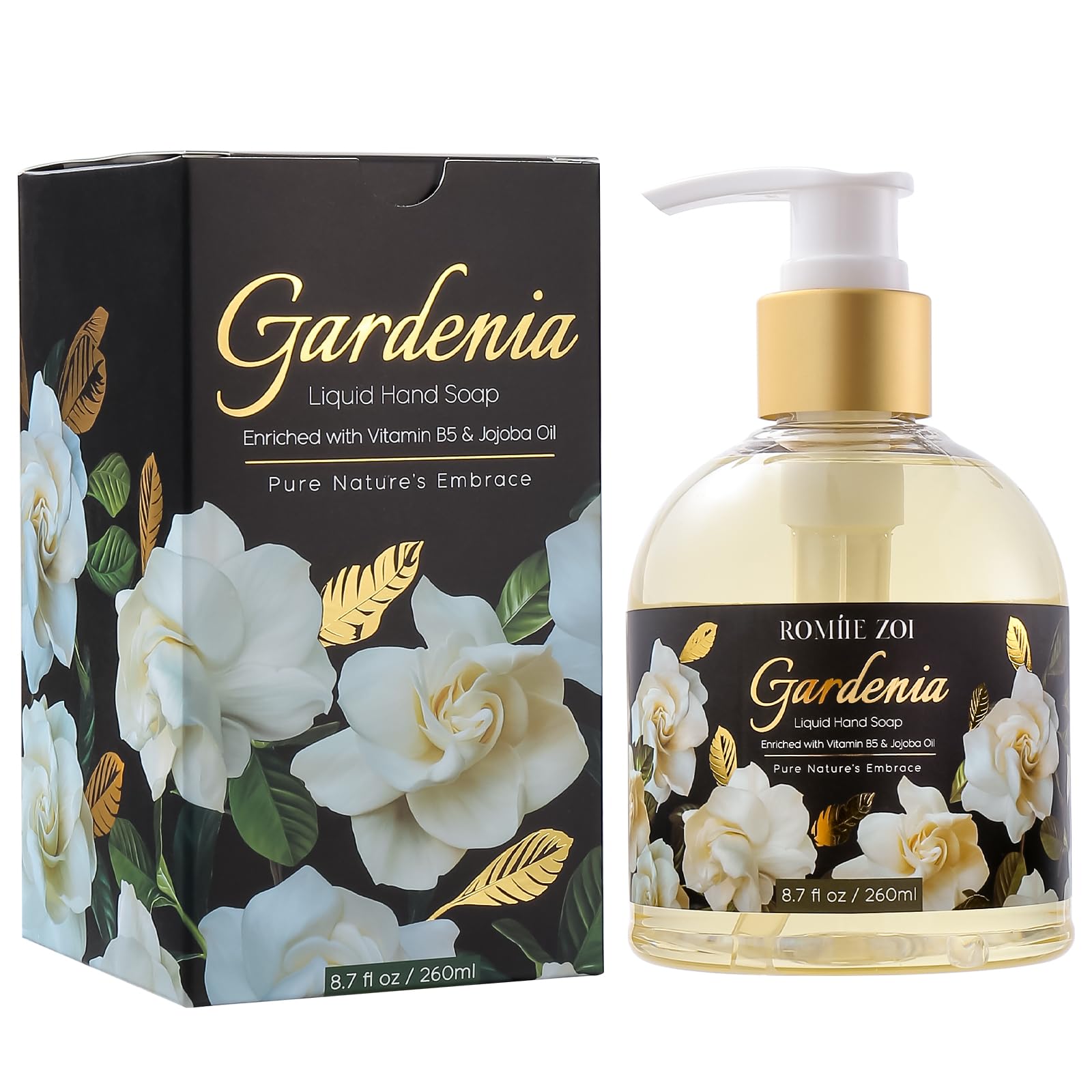 ROMIIE ZOI jabón líquido Gardenia en botella, aroma envolvente para manos limpias