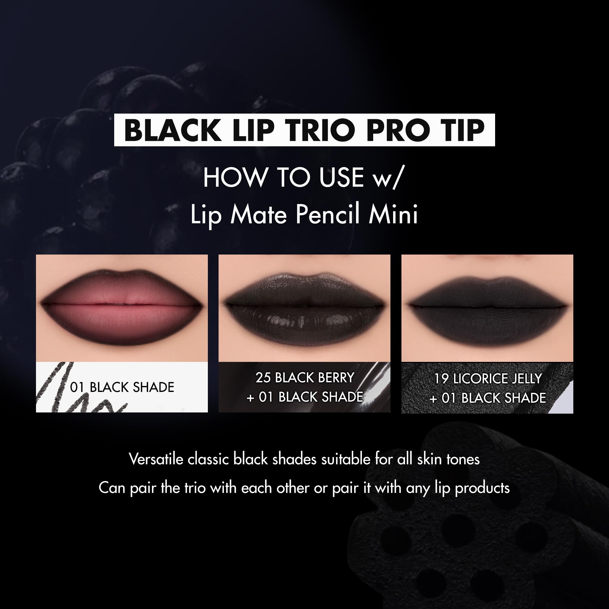 Rom&nd BESO NEGRO TRIO muestra tinte desenfoque mate para rojos discretos.