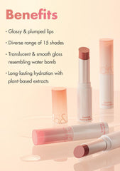 romnd GLASTING MELTING BALM #12 Veiled Rose aplicándose suavemente sin tirar