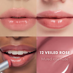 romnd GLASTING MELTING BALM #12 Veiled Rose brillo translúcido en labios