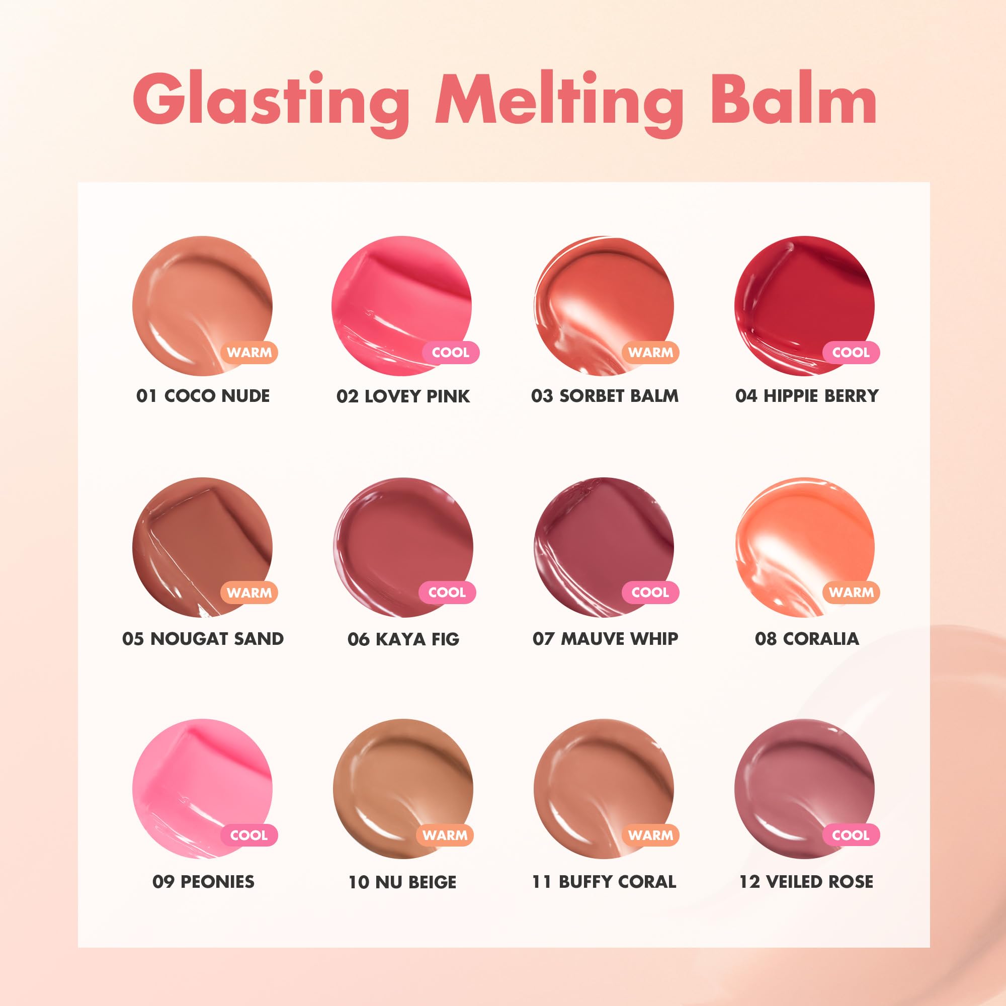 romnd GLASTING MELTING BALM #12 Veiled Rose diseño de lujo en el packaging